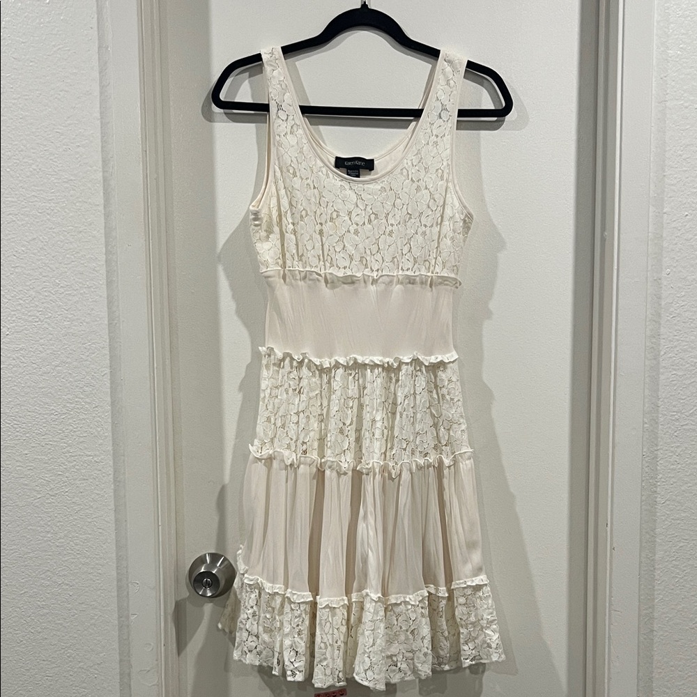Karen Kane Ivory Lace Tiered Mini Dress Size Small